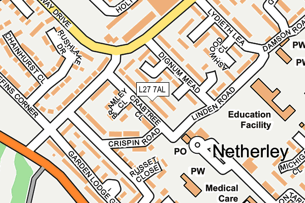 L27 7AL map - OS OpenMap – Local (Ordnance Survey)