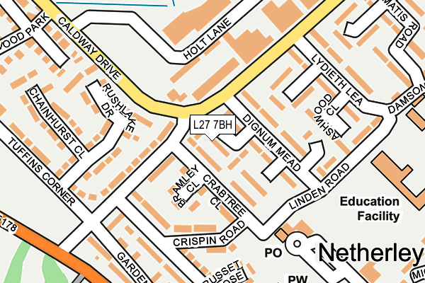 L27 7BH map - OS OpenMap – Local (Ordnance Survey)