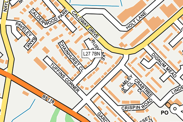 L27 7BN map - OS OpenMap – Local (Ordnance Survey)