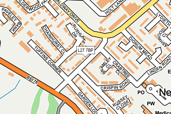 L27 7BP map - OS OpenMap – Local (Ordnance Survey)