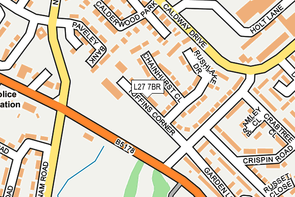 L27 7BR map - OS OpenMap – Local (Ordnance Survey)