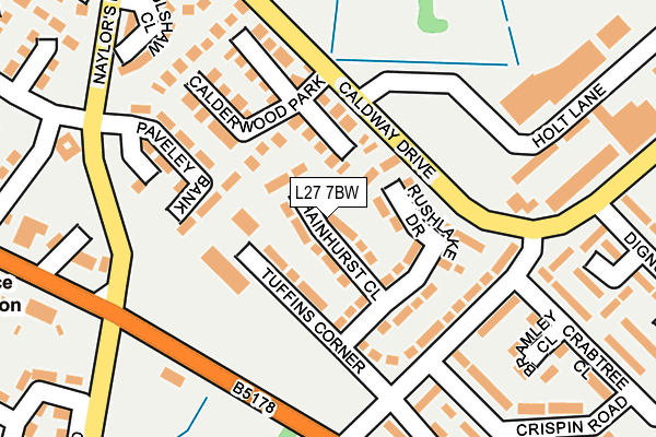 L27 7BW map - OS OpenMap – Local (Ordnance Survey)
