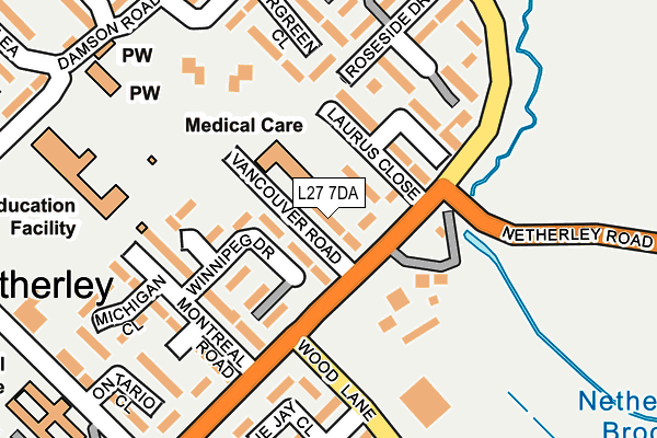 L27 7DA map - OS OpenMap – Local (Ordnance Survey)