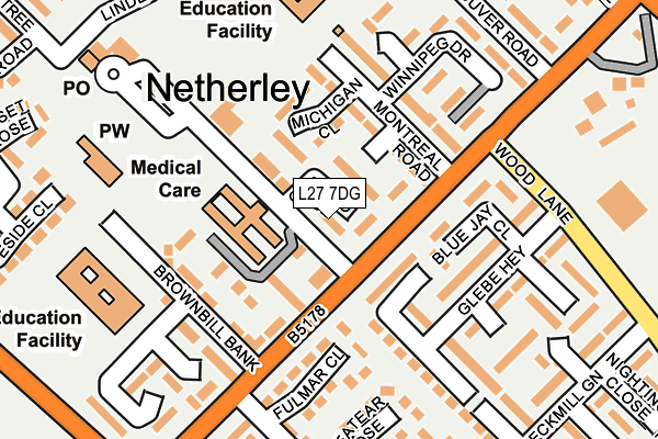 L27 7DG map - OS OpenMap – Local (Ordnance Survey)