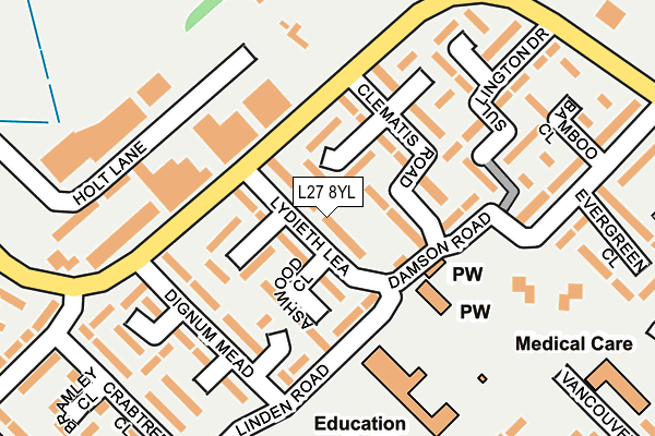 L27 8YL map - OS OpenMap – Local (Ordnance Survey)