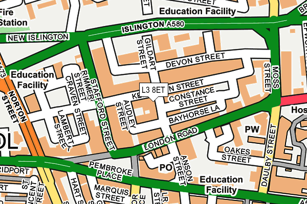 L3 8ET map - OS OpenMap – Local (Ordnance Survey)