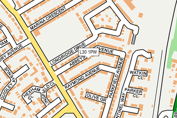 L30 1PW map - OS OpenMap – Local (Ordnance Survey)