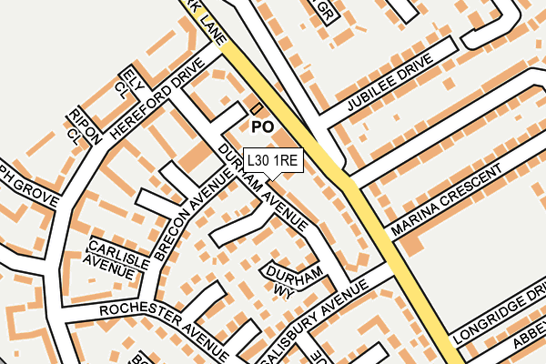 L30 1RE map - OS OpenMap – Local (Ordnance Survey)