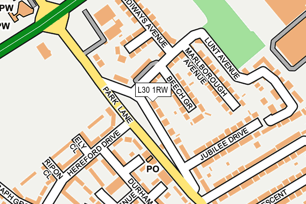 L30 1RW map - OS OpenMap – Local (Ordnance Survey)