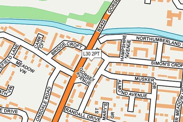 L30 2PT map - OS OpenMap – Local (Ordnance Survey)