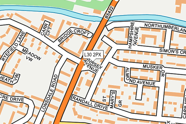 L30 2PX map - OS OpenMap – Local (Ordnance Survey)