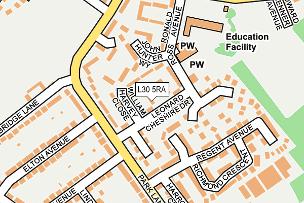 L30 5RA map - OS OpenMap – Local (Ordnance Survey)