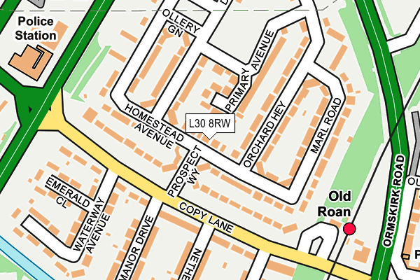 L30 8RW map - OS OpenMap – Local (Ordnance Survey)