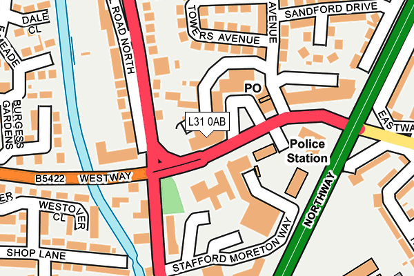 L31 0AB map - OS OpenMap – Local (Ordnance Survey)