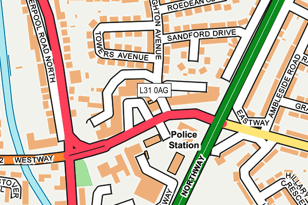L31 0AG map - OS OpenMap – Local (Ordnance Survey)