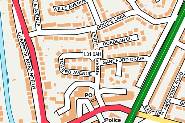L31 0AH map - OS OpenMap – Local (Ordnance Survey)