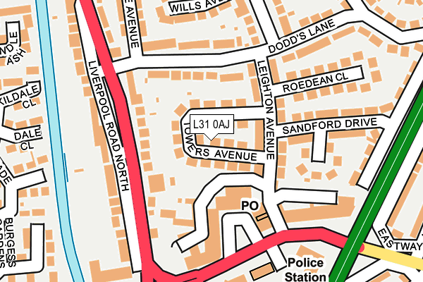 L31 0AJ map - OS OpenMap – Local (Ordnance Survey)