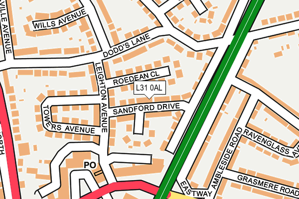 L31 0AL map - OS OpenMap – Local (Ordnance Survey)