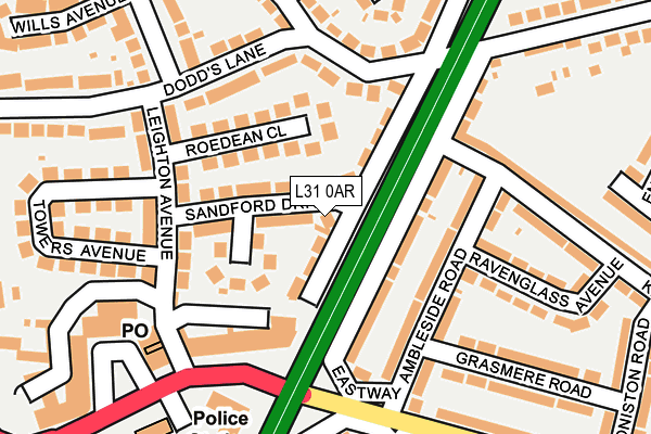 L31 0AR map - OS OpenMap – Local (Ordnance Survey)