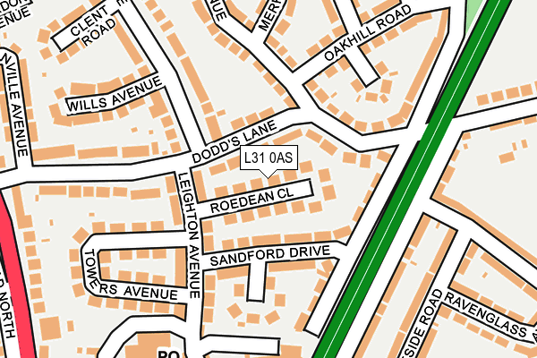 L31 0AS map - OS OpenMap – Local (Ordnance Survey)
