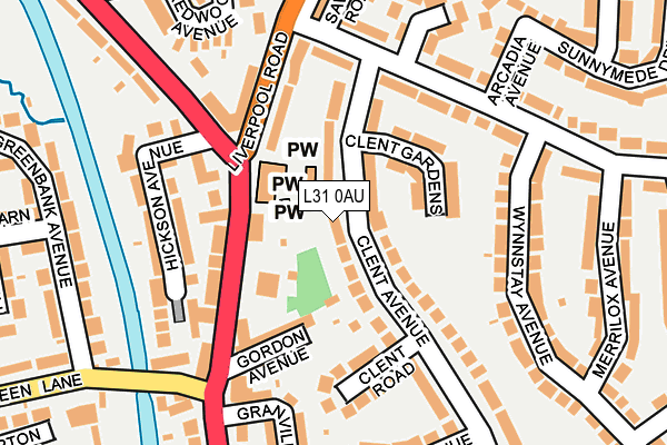 L31 0AU map - OS OpenMap – Local (Ordnance Survey)