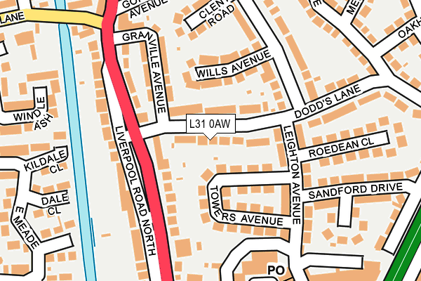 L31 0AW map - OS OpenMap – Local (Ordnance Survey)