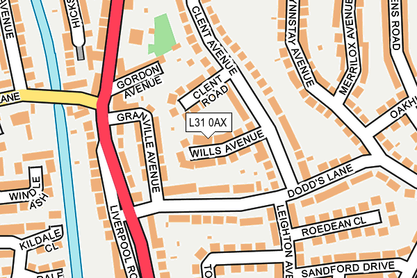 L31 0AX map - OS OpenMap – Local (Ordnance Survey)