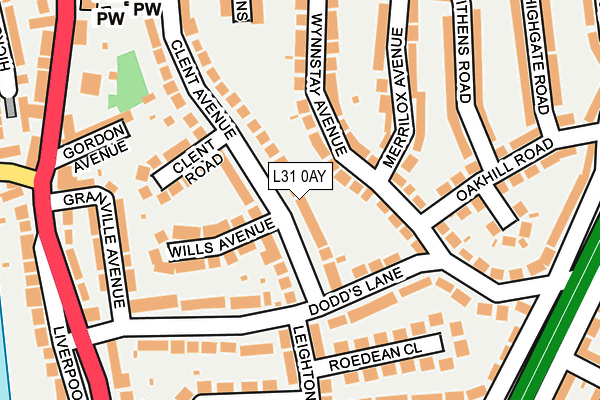 L31 0AY map - OS OpenMap – Local (Ordnance Survey)