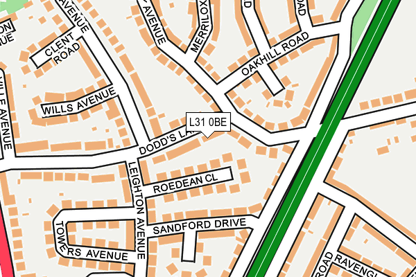 L31 0BE map - OS OpenMap – Local (Ordnance Survey)