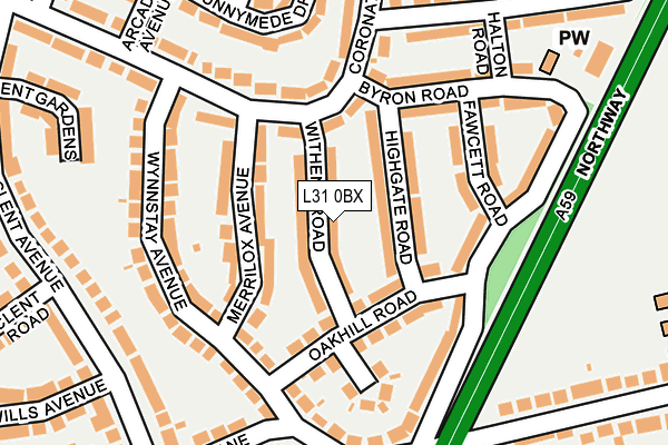 L31 0BX map - OS OpenMap – Local (Ordnance Survey)
