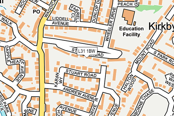 L31 1BW map - OS OpenMap – Local (Ordnance Survey)