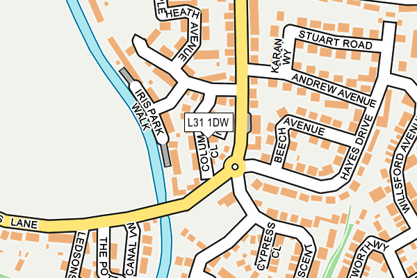 L31 1DW map - OS OpenMap – Local (Ordnance Survey)