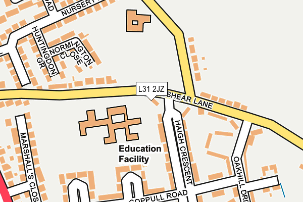 L31 2JZ map - OS OpenMap – Local (Ordnance Survey)