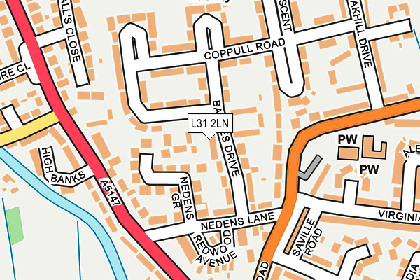 L31 2LN map - OS OpenMap – Local (Ordnance Survey)