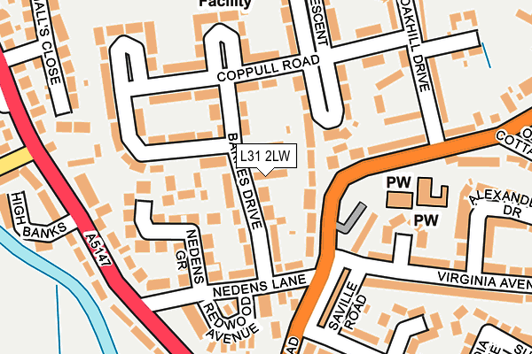 L31 2LW map - OS OpenMap – Local (Ordnance Survey)