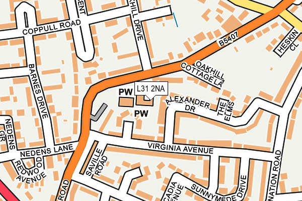 L31 2NA map - OS OpenMap – Local (Ordnance Survey)