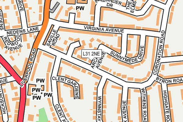 L31 2NE map - OS OpenMap – Local (Ordnance Survey)