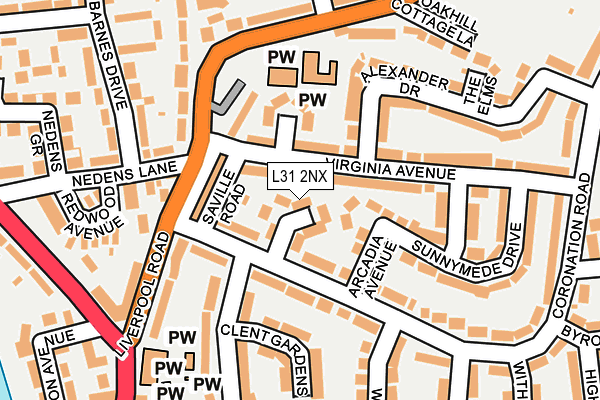 L31 2NX map - OS OpenMap – Local (Ordnance Survey)