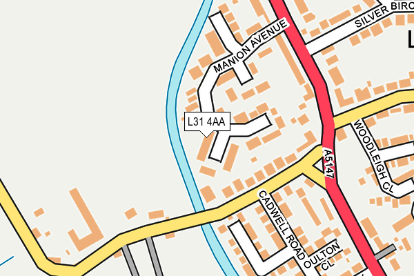 L31 4AA map - OS OpenMap – Local (Ordnance Survey)