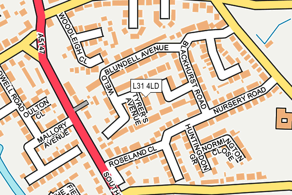 L31 4LD map - OS OpenMap – Local (Ordnance Survey)