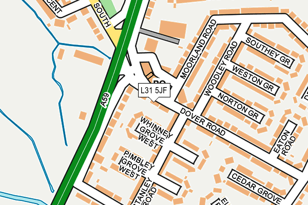 L31 5JF map - OS OpenMap – Local (Ordnance Survey)