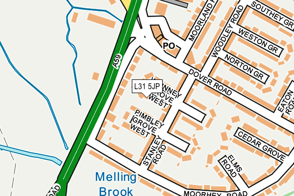 L31 5JP map - OS OpenMap – Local (Ordnance Survey)