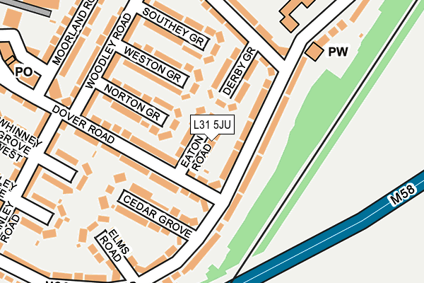 L31 5JU map - OS OpenMap – Local (Ordnance Survey)