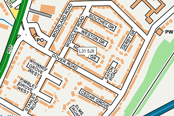 L31 5JX map - OS OpenMap – Local (Ordnance Survey)