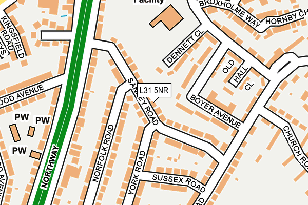 L31 5NR map - OS OpenMap – Local (Ordnance Survey)