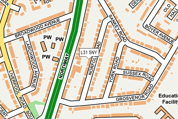 L31 5NY map - OS OpenMap – Local (Ordnance Survey)