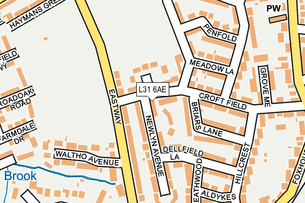 L31 6AE map - OS OpenMap – Local (Ordnance Survey)