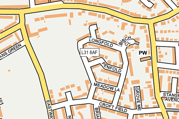 L31 6AF map - OS OpenMap – Local (Ordnance Survey)
