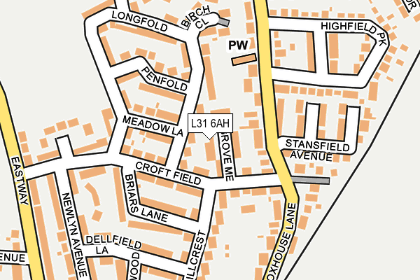 L31 6AH map - OS OpenMap – Local (Ordnance Survey)
