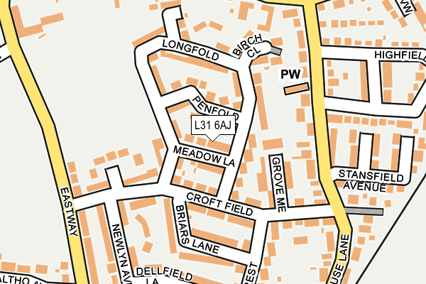 L31 6AJ map - OS OpenMap – Local (Ordnance Survey)